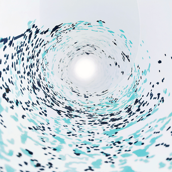 photographic print scrolls in space